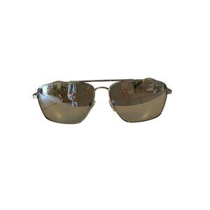 Versace Mens Aviator Sunglasses Rectangle Frame Silver-Tone Metal With Gray Lens